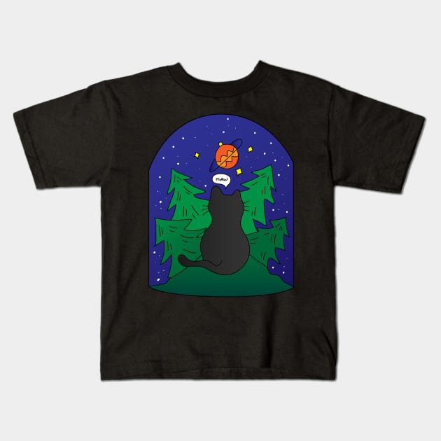 Black Cat Christmas Kids T-Shirt by meilyanadl